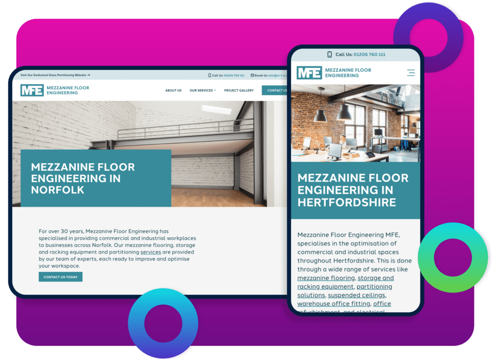 Local SEO location landing pages being used as a lead generation tool for MFE